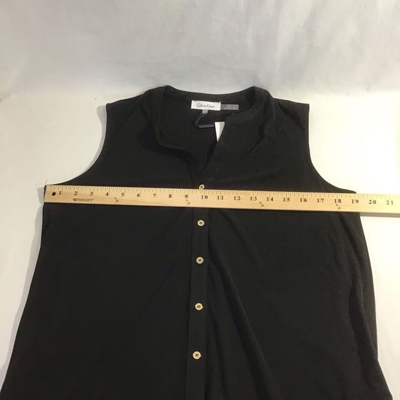 New Calvin Klein Sleeveless Button Up Tunic Black - Picture 6 of 7